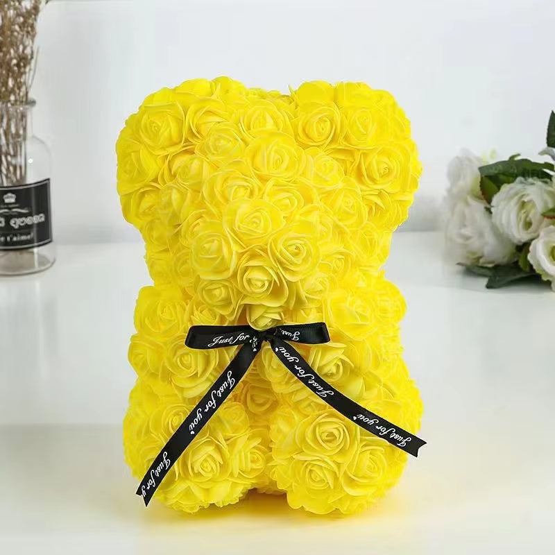 Rose Bear Gifts 25Cm Flower Bears Artificial Floral Decorations Valentines Day,Mother' DAY,Birthdays Gift