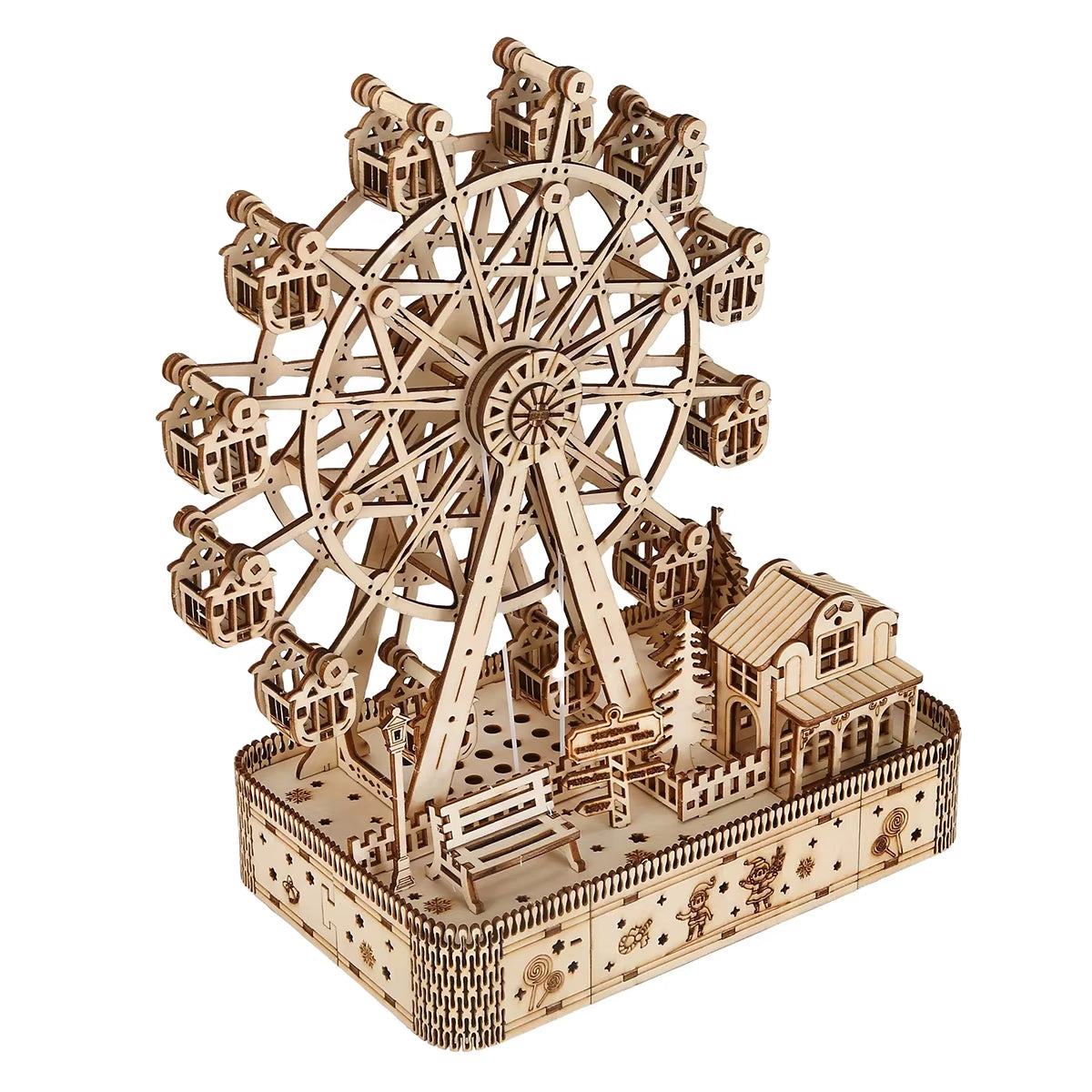 3D Wooden Puzzle, Ferris wheel Scale Model,Diy Model Kit, Handcraft Gift,Home Decoration,Mechanical Model Kit, Building Toy