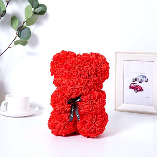 Rose Bear Gifts 25Cm Flower Bears Artificial Floral Decorations Valentines Day,Mother' DAY,Birthdays Gift