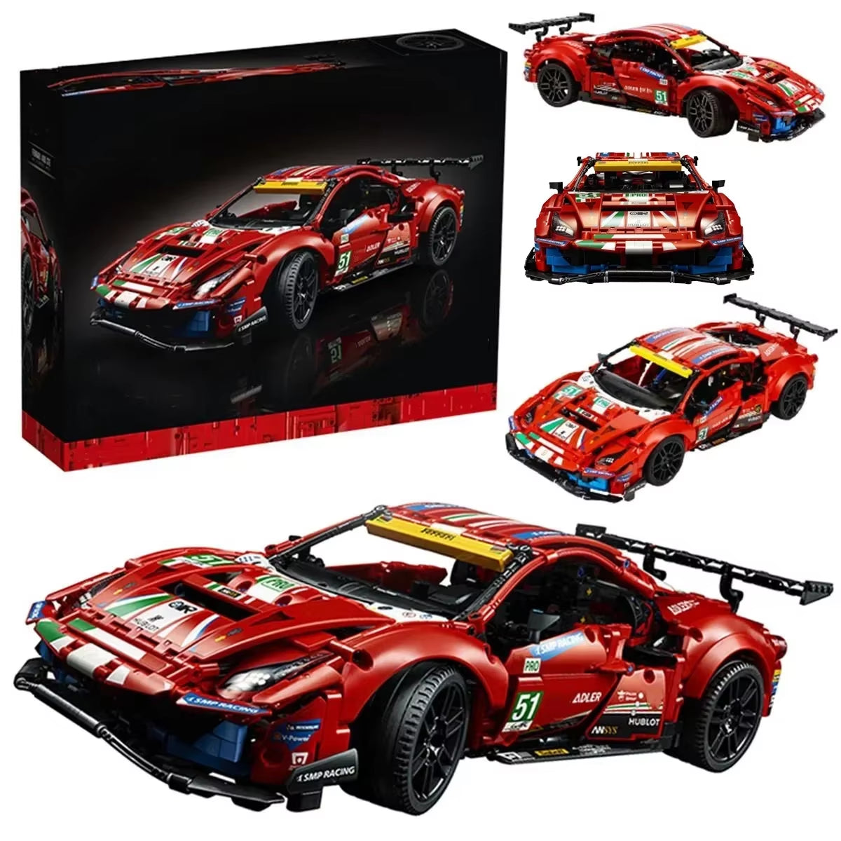 488 GTE Bricks Technical Series 1648Pcs Supercar Building Blocks Sports Race Car Vehicle Model Assembly Kid Adult Toy Gift