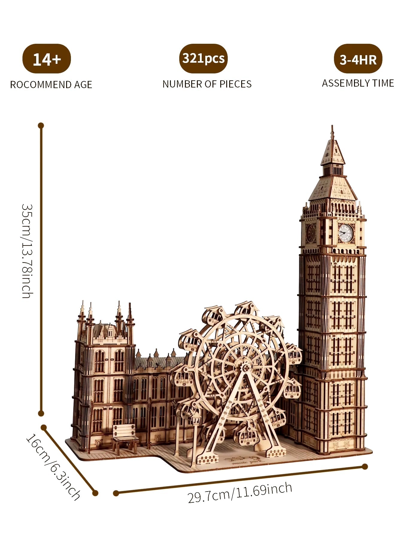 Big Ben 3D Wooden Puzzle Model Kits Desktop Clock DIY Building Blocks Creative Gift Home Decor for Family Unique  Gift Ideas