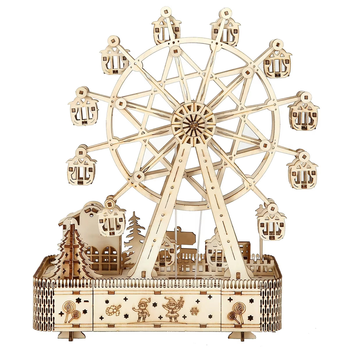 3D Wooden Puzzle, Ferris wheel Scale Model,Diy Model Kit, Handcraft Gift,Home Decoration,Mechanical Model Kit, Building Toy