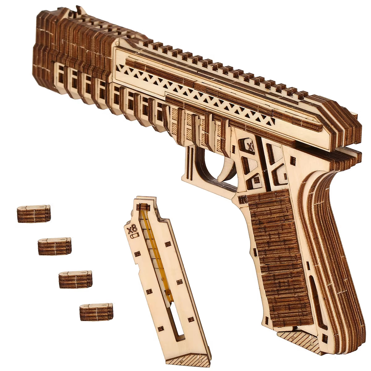 3D Wooden Pistol Puzzle, Scale Model,Diy Model Kit, Handcraft Gift,Home Decoration,Mechanical Model Building Kit