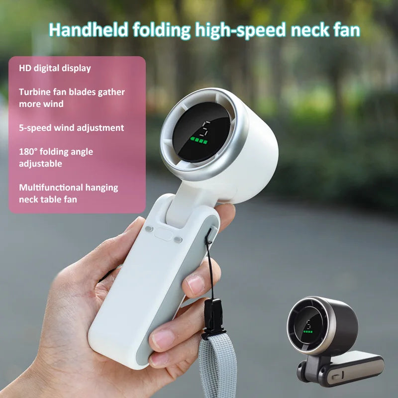 Mini Handheld Small Fan Portable Folding High-Speed Turbo Fan Student Outdoor Hand Holding Fan 