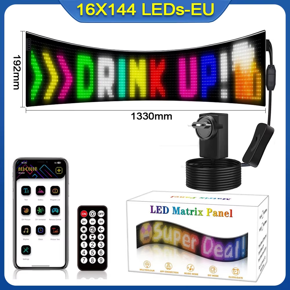 Flexible LED Matrix Pixel Panel Scrolling Advertising LED Signs Screen Bluetooth App Control Programmable LED Sign Display Car