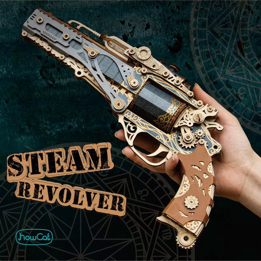 DIY MMZ MODEL 3D Wooden Puzzle Steam Revolver Assembly Model Kit Great For Hobbies Or Gifts