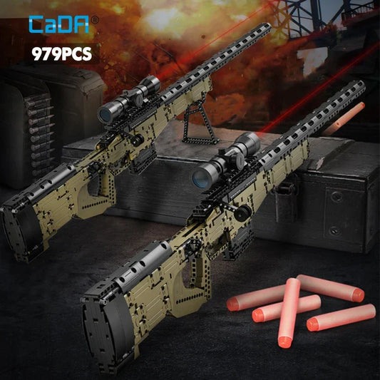  979Pcs City Technical Police Military Weapon Sniper Rifle Building Blocks WW2 for Assault Rifle Bricks.