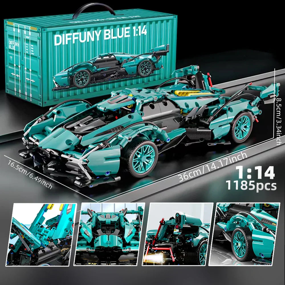 1:14 Toylinx Building Blocks Car MOC City Speed Car Luxury Auto Racing Vehicle with Super Racers Bricks, Hobby Or Ideal For Gifts