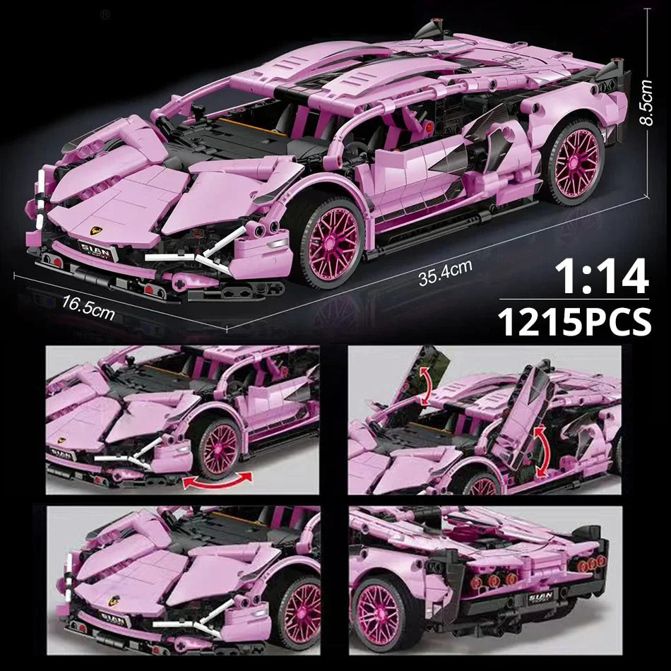 1:14 Toylinx Building Blocks Car MOC City Speed Car Luxury Auto Racing Vehicle with Super Racers Bricks, Hobby Or Ideal For Gifts