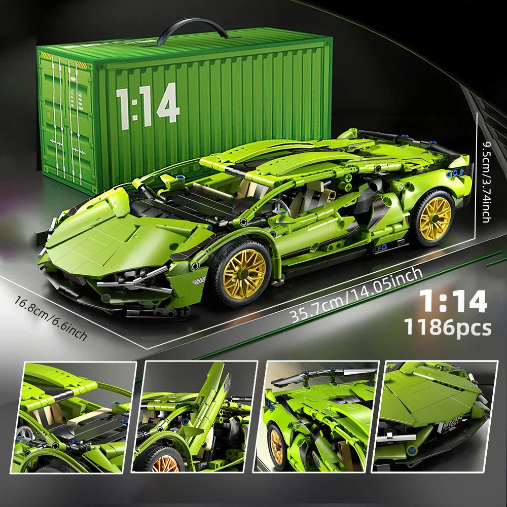 1:14 Toylinx Building Blocks Car MOC City Speed Car Luxury Auto Racing Vehicle with Super Racers Bricks, Hobby Or Ideal For Gifts