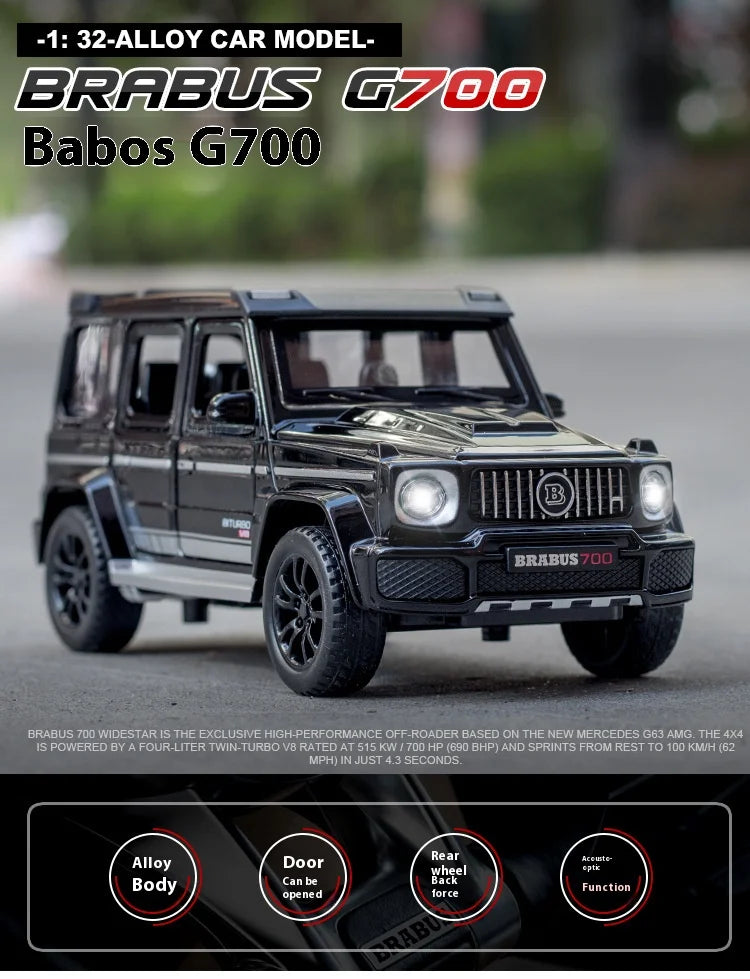 1/32 G700 Brabus  Alloy Car Model Simulation Diecast Vehicles Off-Road SUV with Sound N Light Collectible