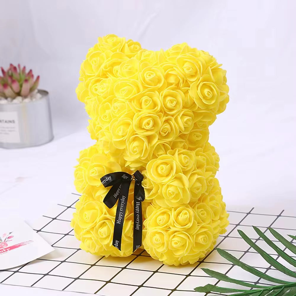 Rose Bear Gifts 25Cm Flower Bears Artificial Floral Decorations Valentines Day,Mother' DAY,Birthdays Gift