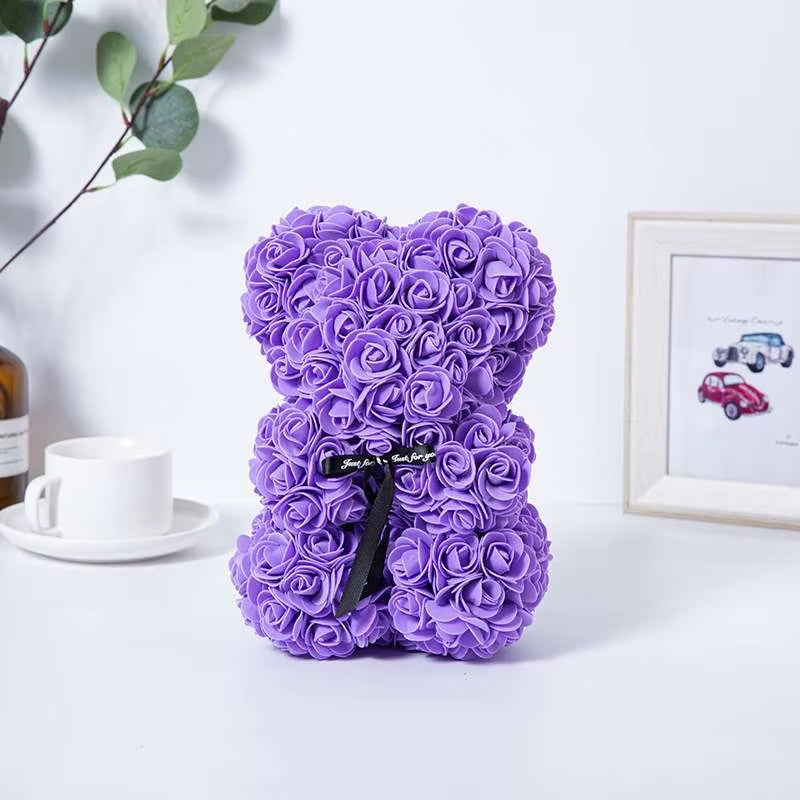 Rose Bear Gifts 25Cm Flower Bears Artificial Floral Decorations Valentines Day,Mother' DAY,Birthdays Gift