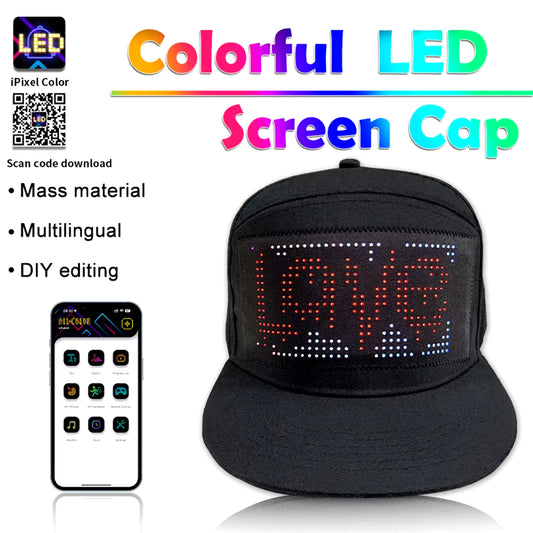  Hat LED  Light Display Screen DIY Smart Pixel Matrix Baseball Hat Rechargeable Bluetooth APP Control LED Display Hat