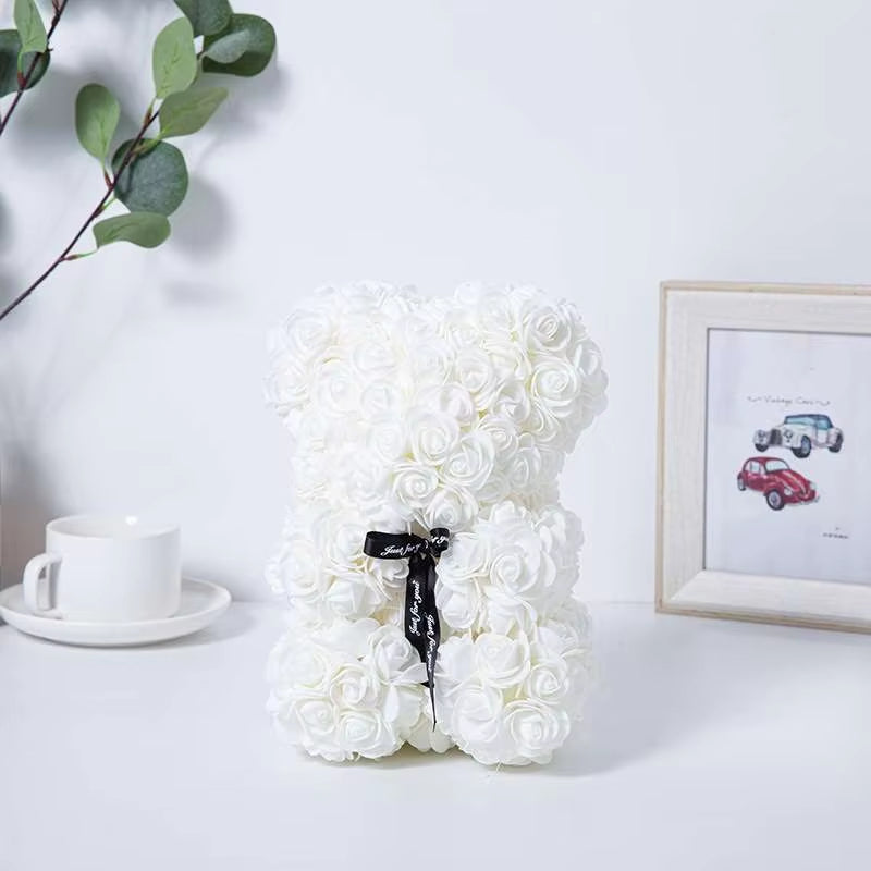 Rose Bear Gifts 25Cm Flower Bears Artificial Floral Decorations Valentines Day,Mother' DAY,Birthdays Gift