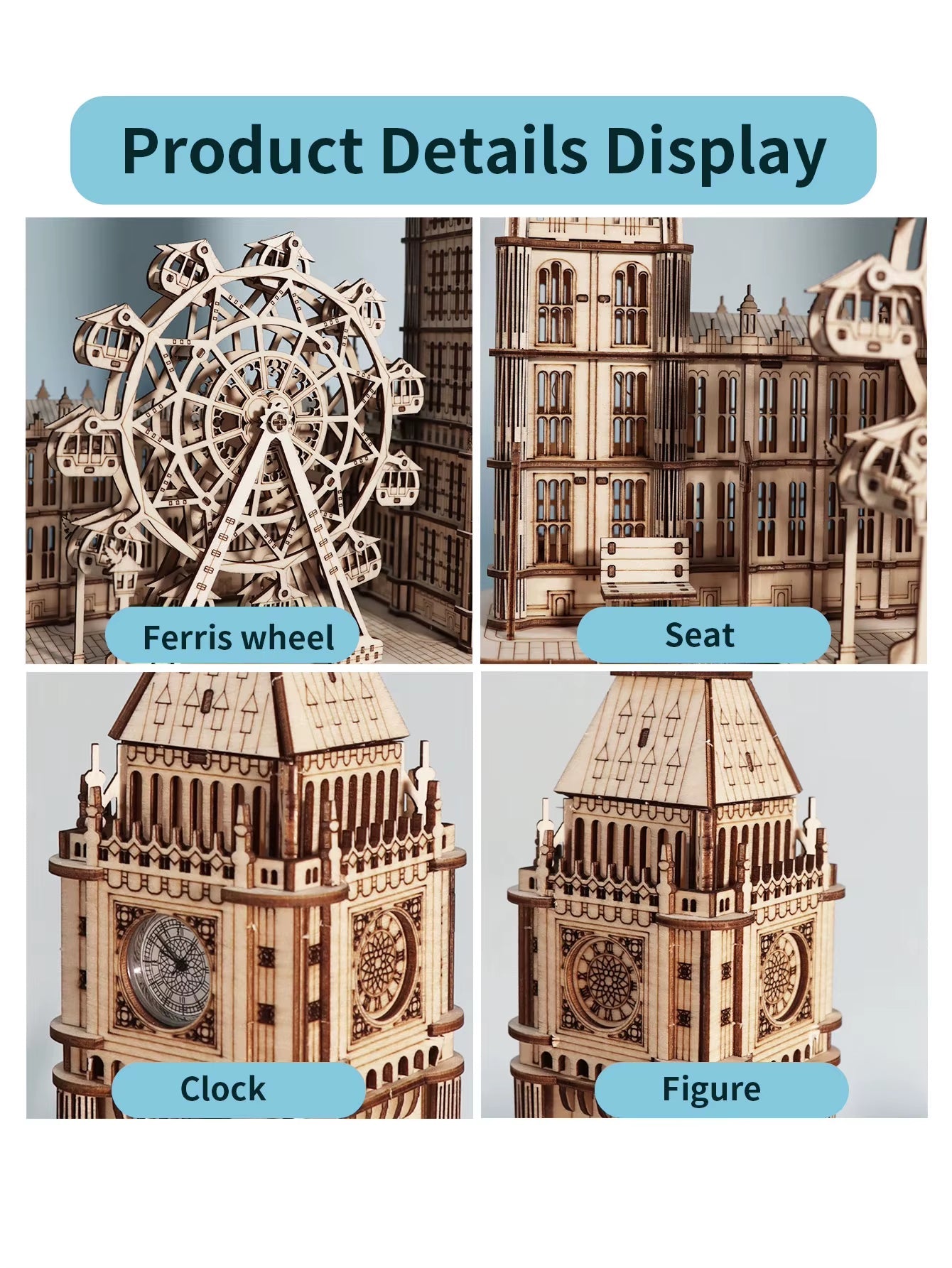 Big Ben 3D Wooden Puzzle Model Kits Desktop Clock DIY Building Blocks Creative Gift Home Decor for Family Unique  Gift Ideas