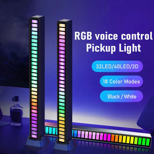  RGB Symphony Sound Control LED Light Music Rhythm Ambient Pickup Lamp App Control for Computer Gaming Desktop Decor