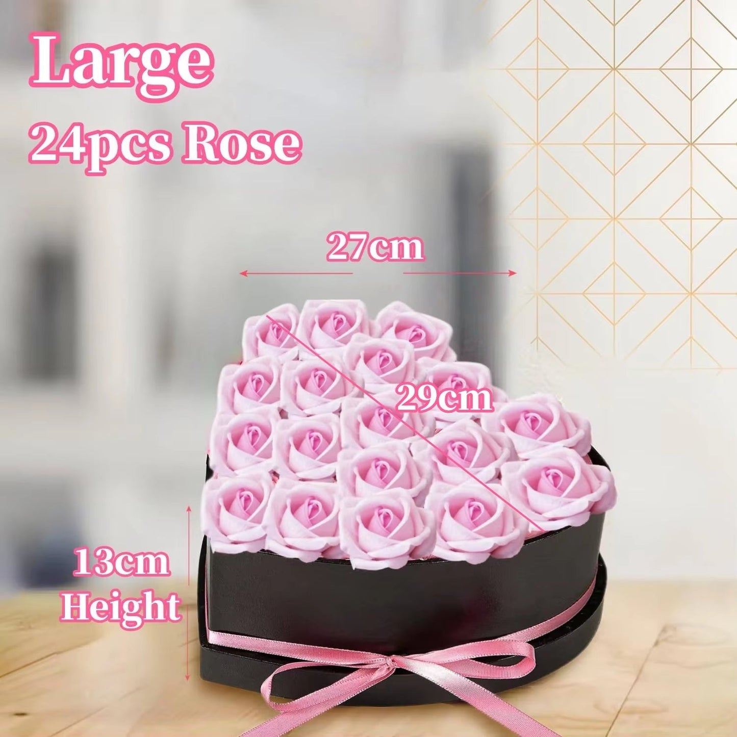 24/18Pcs Heart Shape Rose Gift Box Artificial Eternal Rose Bouquet Forever Red or Pink Rose Perfect Gift For Your Loved One