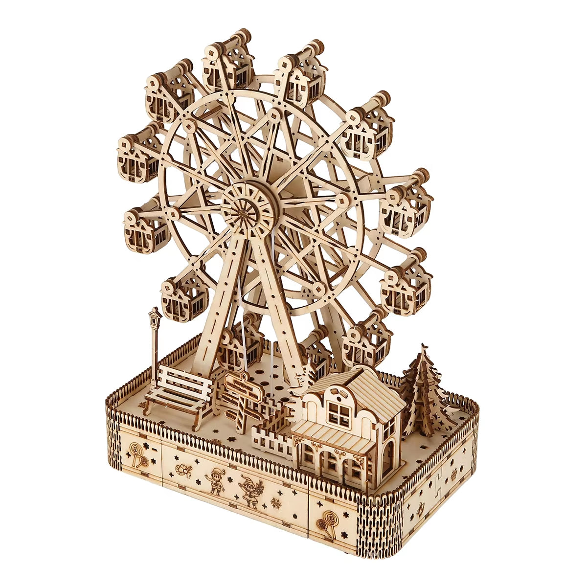 3D Wooden Puzzle, Ferris wheel Scale Model,Diy Model Kit, Handcraft Gift,Home Decoration,Mechanical Model Kit, Building Toy