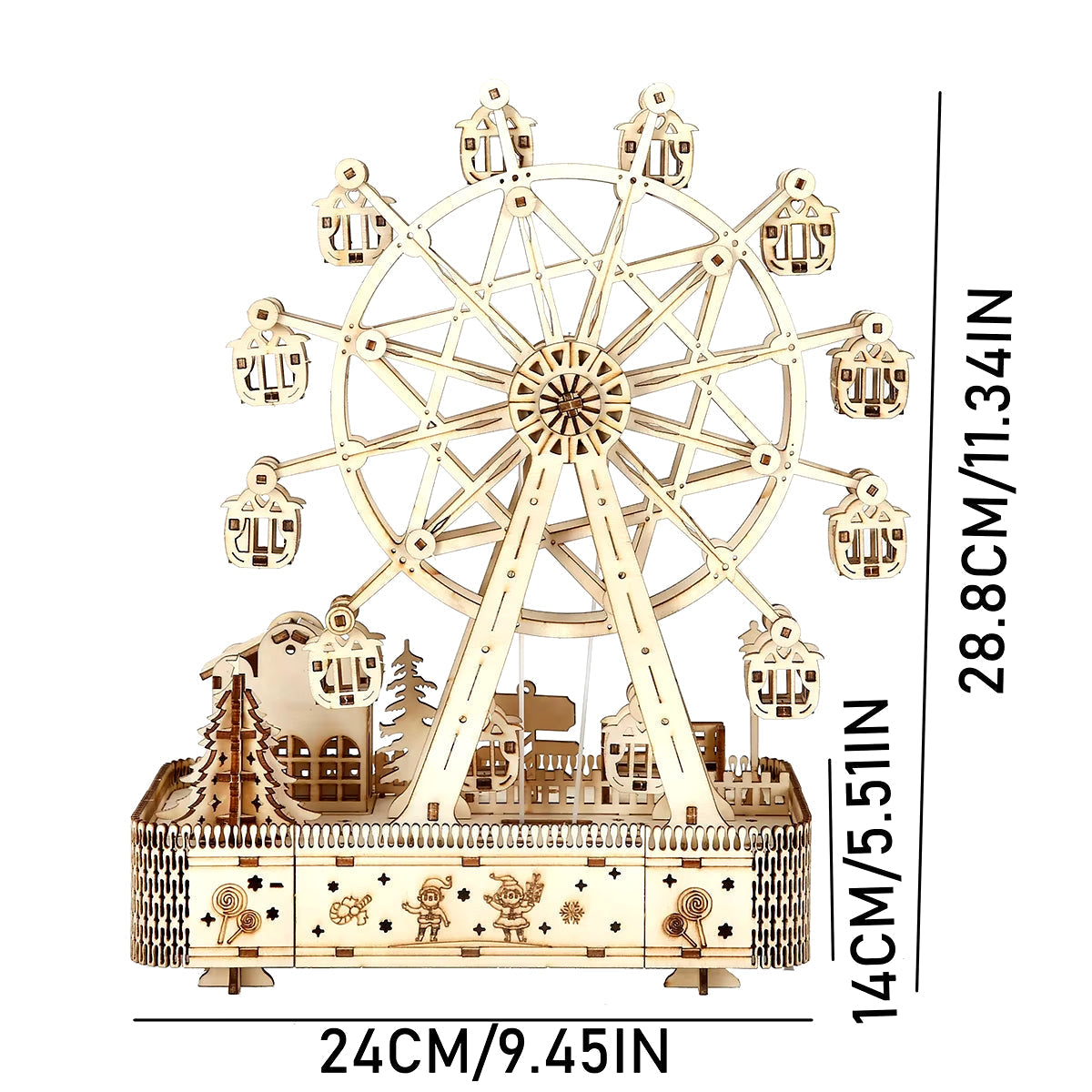 3D Wooden Puzzle, Ferris wheel Scale Model,Diy Model Kit, Handcraft Gift,Home Decoration,Mechanical Model Kit, Building Toy