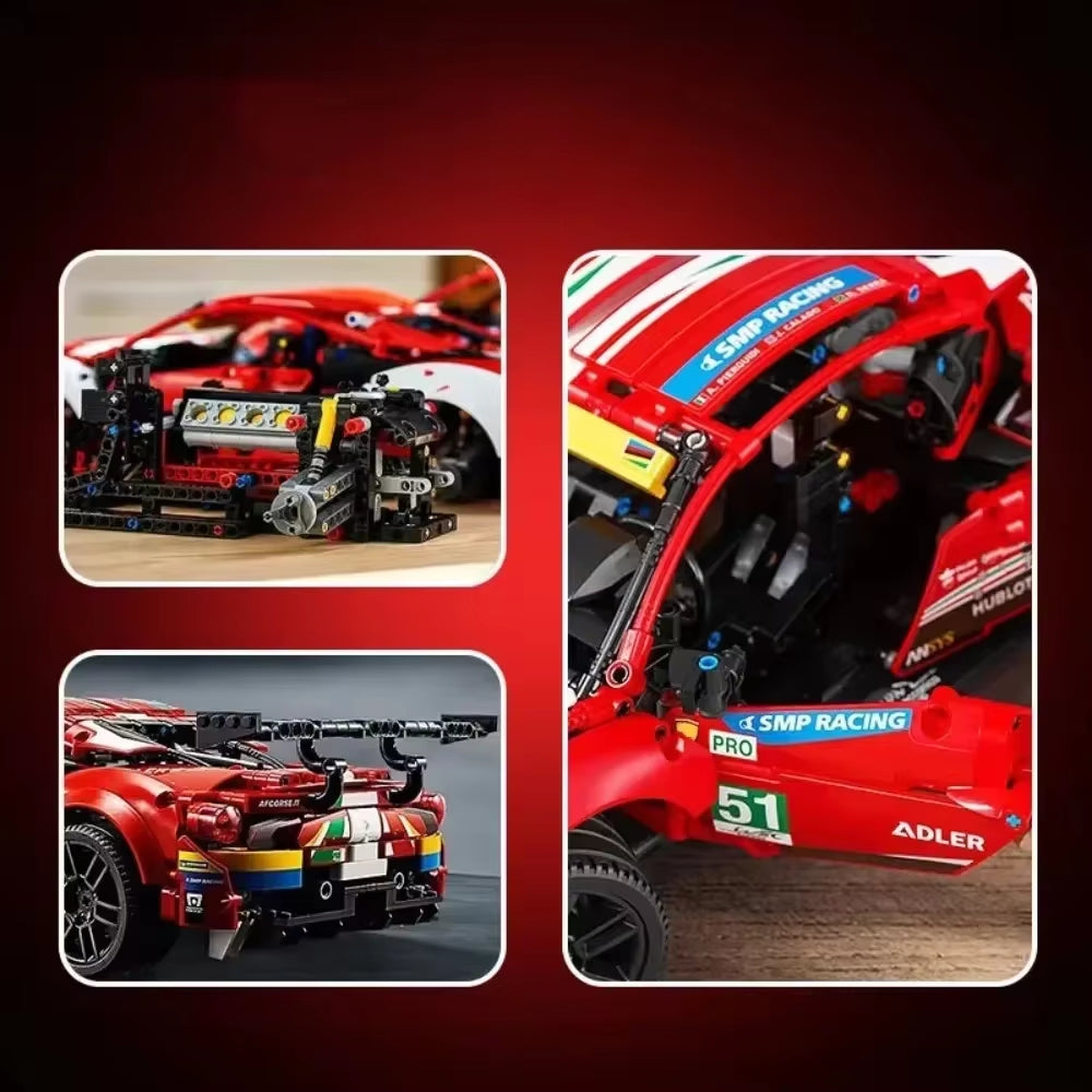 488 GTE Bricks Technical Series 1648Pcs Supercar Building Blocks Sports Race Car Vehicle Model Assembly Kid Adult Toy Gift