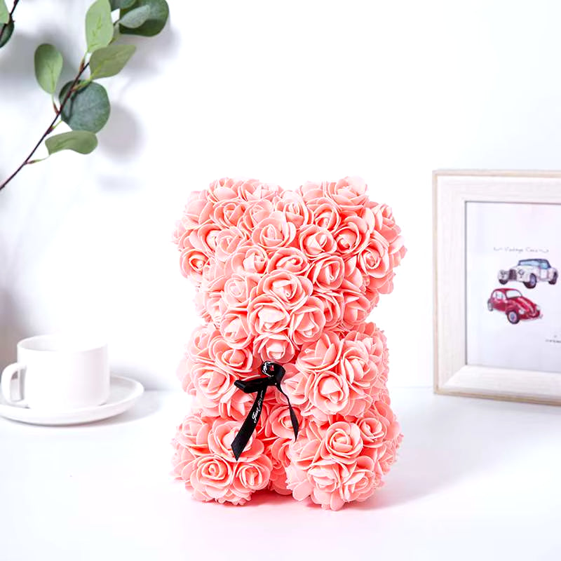 Rose Bear Gifts 25Cm Flower Bears Artificial Floral Decorations Valentines Day,Mother' DAY,Birthdays Gift