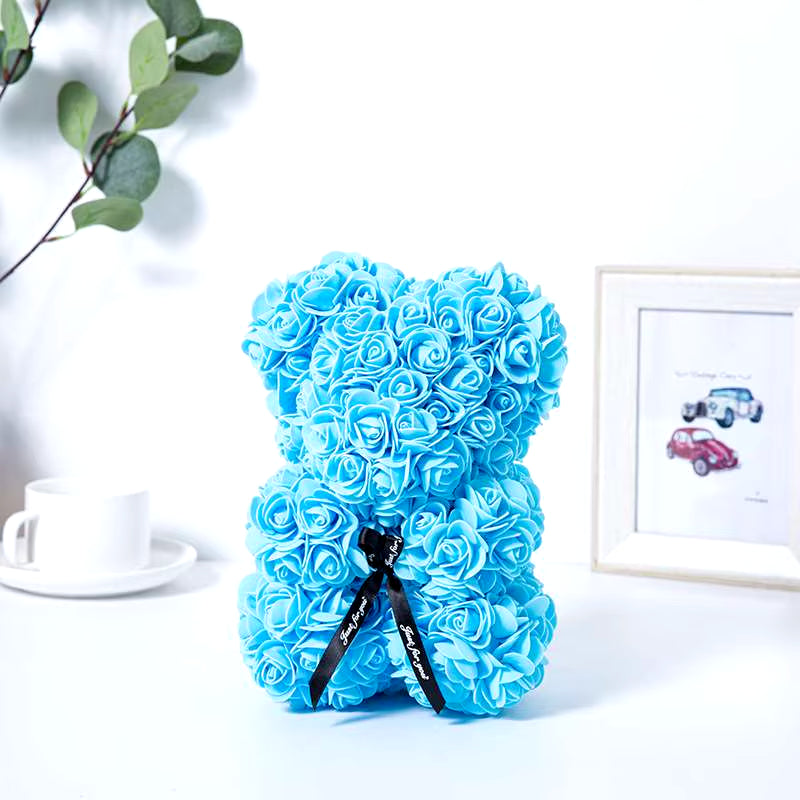 Rose Bear Gifts 25Cm Flower Bears Artificial Floral Decorations Valentines Day,Mother' DAY,Birthdays Gift